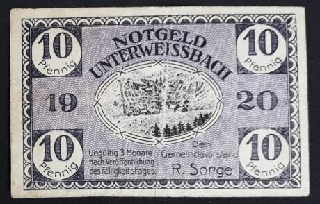 Аверс банкноты 10 fenigów (Niemcy) 1920