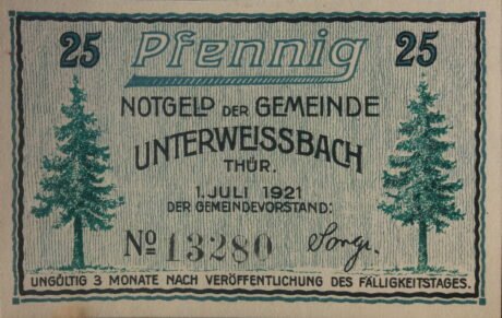 Аверс банкноты 25 fenigów (Niemcy) 1921