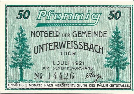Аверс банкноты 50 fenigów (Niemcy) 1921