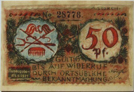 Аверс банкноты 50 fenigów (Niemcy) 1921