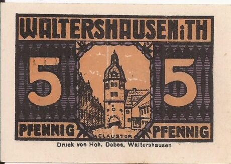 Реверс банкноты 5 fenigów (Niemcy) 1921