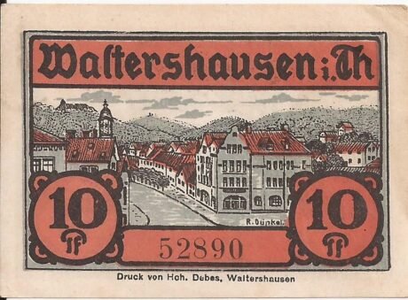 Реверс банкноты 10 fenigów (Niemcy) 1921