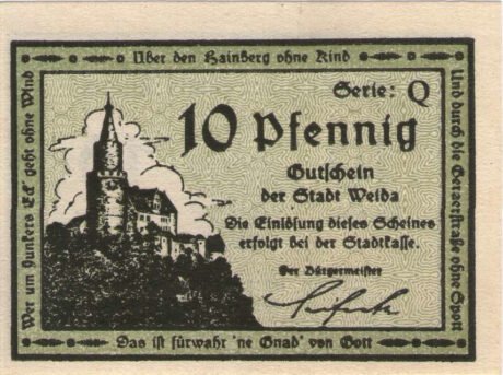 Аверс банкноты 10 fenigów (Niemcy)