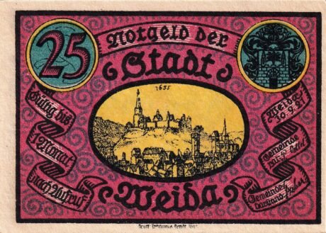 Аверс банкноты 25 fenigów (Niemcy) 1921