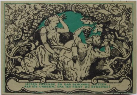 Реверс банкноты 50 fenigów Seria Goethe i Schiller – Schiller, wydanie zielone (Niemcy) 1921