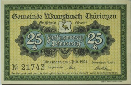 Аверс банкноты 25 пфеннигов (Германия) 1921 года