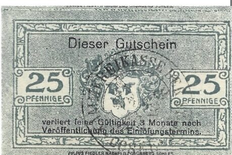 Реверс банкноты 25 fenigów (Niemcy) 1920