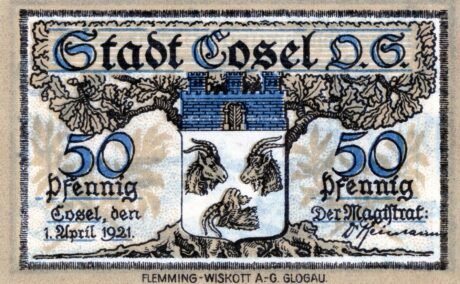 Аверс банкноты 50 Pfennig (Германия) 1921 года