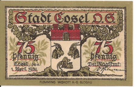 Аверс банкноты 75 Pfennig (Германия) 1921 года