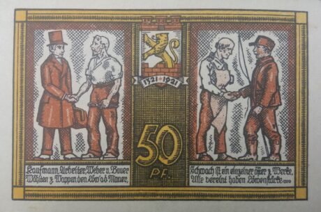 Реверс банкноты 50 Pfennig (Германия)