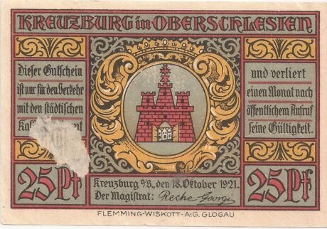 Аверс банкноты 25 fenigów (Niemcy) 1921