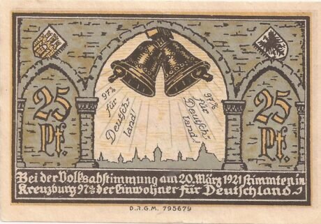 Реверс банкноты 25 fenigów (Niemcy) 1921