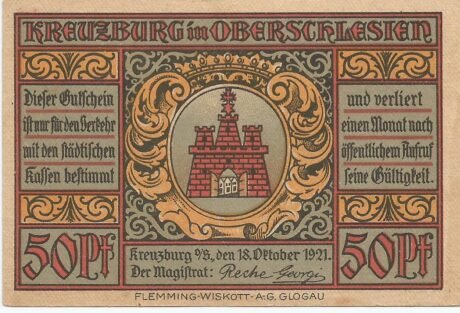 Аверс банкноты 50 fenigów (Niemcy) 1921