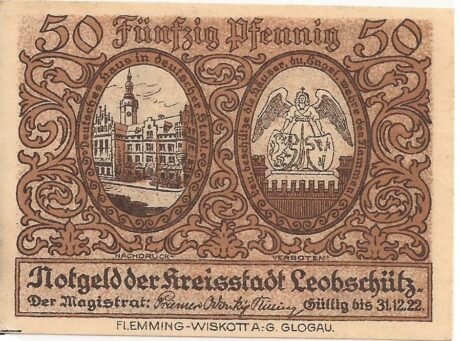 Аверс банкноты 50 fenigów (Niemcy)