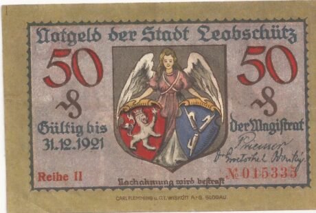 Аверс банкноты 50 fenigów (Niemcy) 1921
