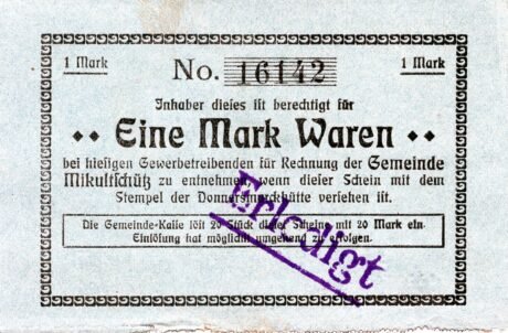 Аверс банкноты 1 Mark (Германия)