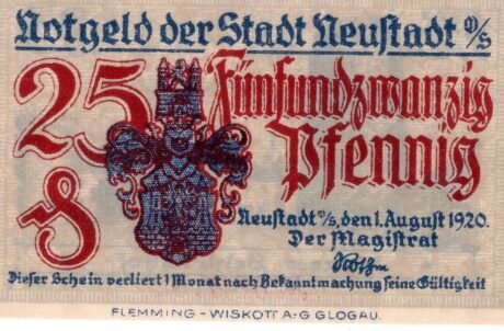 Аверс банкноты 25 Pfennig (Германия) 1920 года