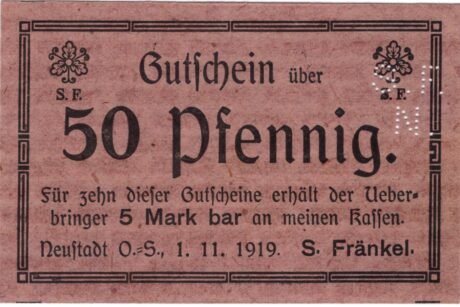 Аверс банкноты 50 Pfennig S. Fränkel (Niemcy) 1919