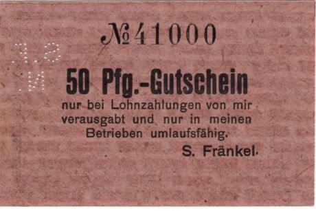 Реверс банкноты 50 Pfennig S. Fränkel (Niemcy) 1919