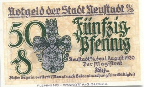Аверс банкноты 50 fenigów (Niemcy) 1920
