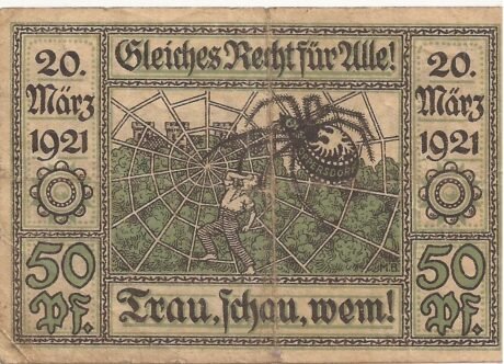 Реверс банкноты 50 fenigów (Niemcy) 1921