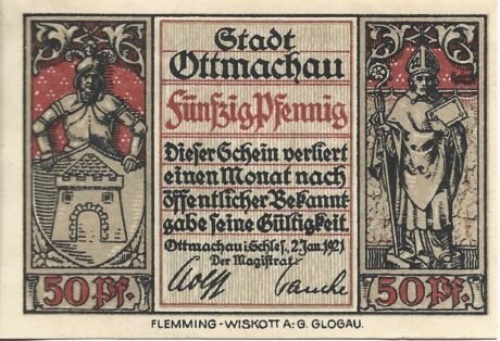 Аверс банкноты 50 fenigów (Niemcy) 1921