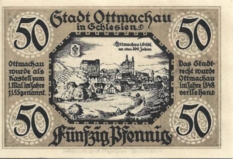 Реверс банкноты 50 fenigów (Niemcy) 1921