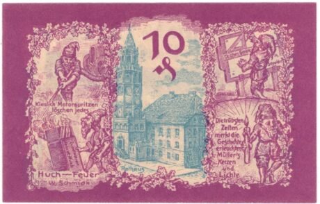 Реверс банкноты 10 fenigów (Niemcy) 1921