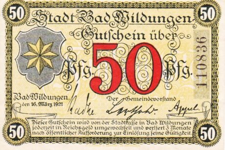 Аверс банкноты 50 пфеннигов (Германия) 1921 года