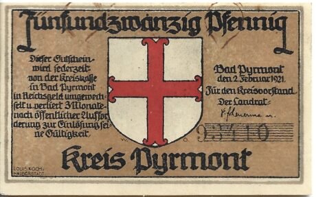 Аверс банкноты 25 пфеннигов (Германия) 1921 года
