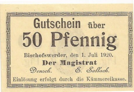 Аверс банкноты 50 пфеннигов (Германия) 1920 года