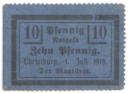 Аверс банкноты 10 fenigów (Niemcy) 1919