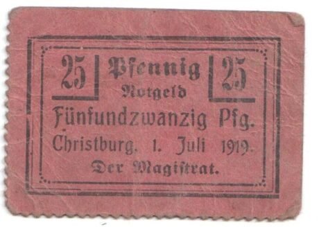 Аверс банкноты 25 fenigów (Niemcy) 1919