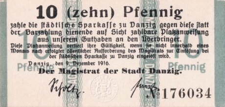 Аверс банкноты 10 пфеннигов (Германия) 1916 года