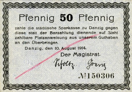 Аверс банкноты 50 fenigów (Niemcy) 1914