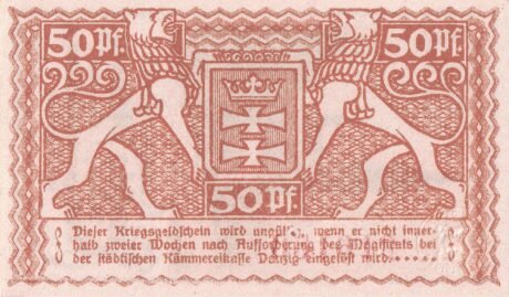 Реверс банкноты 50 fenigów (Niemcy) 1918
