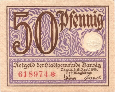Аверс банкноты 50 fenigów (Niemcy) 1919