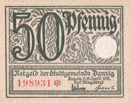 Аверс банкноты 50 fenigów (Niemcy) 1919