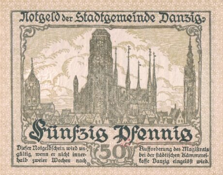 Реверс банкноты 50 fenigów (Niemcy) 1919