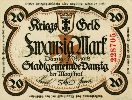 Аверс банкноты 20 marek (Niemcy) 1918