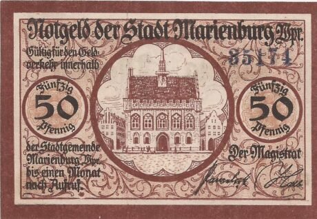 Аверс банкноты 50 fenigów (Niemcy) 1919