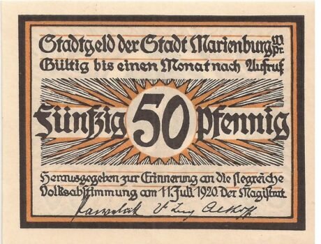 Аверс банкноты 50 fenigów (Niemcy) 1920