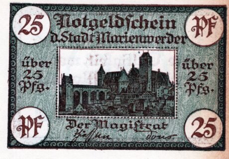 Аверс банкноты 25 fenigów (Niemcy) 1920