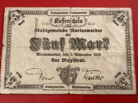 Аверс банкноты 5 марок (Германия) 1918 года