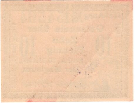 Реверс банкноты 10 fenigów (Niemcy) 1920