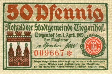 Аверс банкноты 50 пфеннигов (Германия) 1920 года