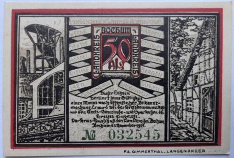 Аверс банкноты 50 fenigów Landkreis Bochum (Niemcy) 1921
