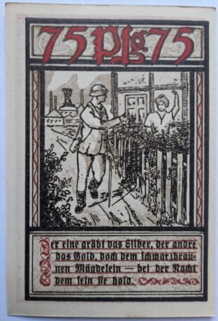 Реверс банкноты 75 Pfenning Landkreis Bochum (Германия) 1921 года