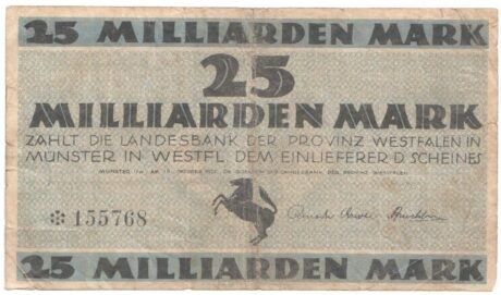 Аверс банкноты 25000000000 marek (Niemcy) 1923