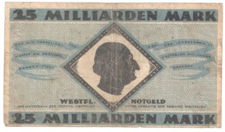 Реверс банкноты 25000000000 marek (Niemcy) 1923